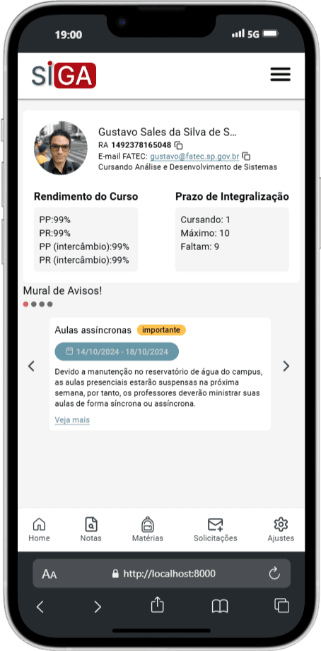 Imagens ilustrativas do projeto SIGA 2, onde é mostrado sua versão paara desktops e celulares